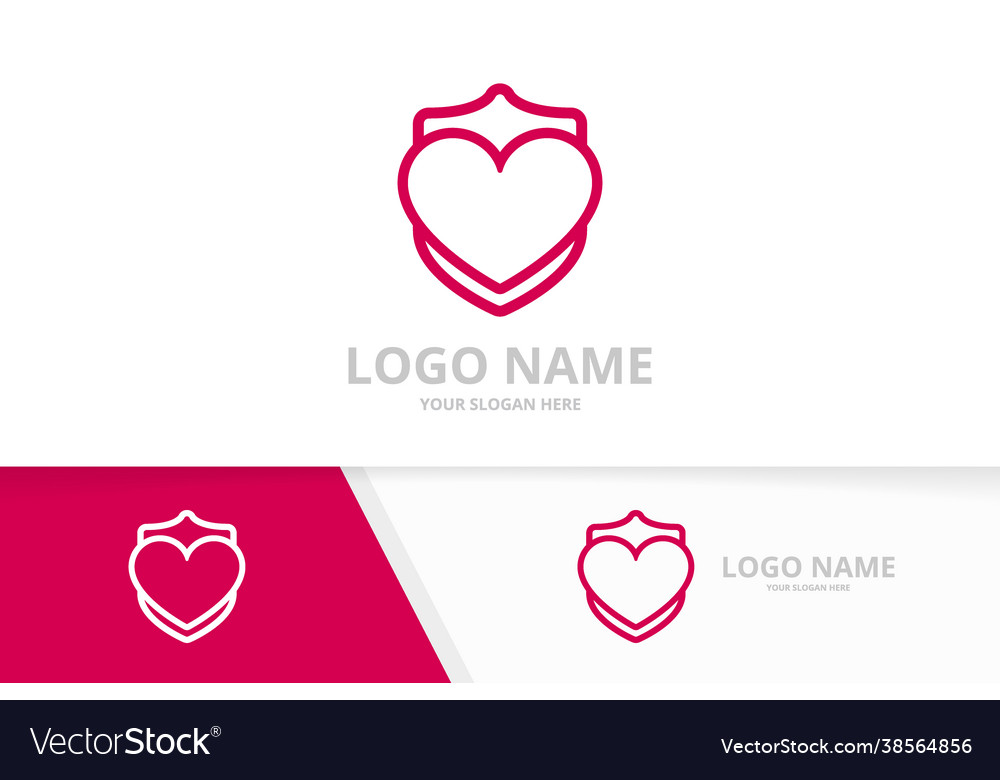 Heart and shield logo combination love