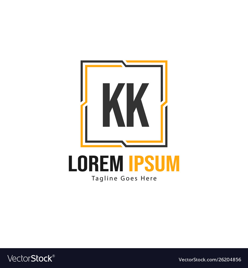 Initial kk logo template with modern frame