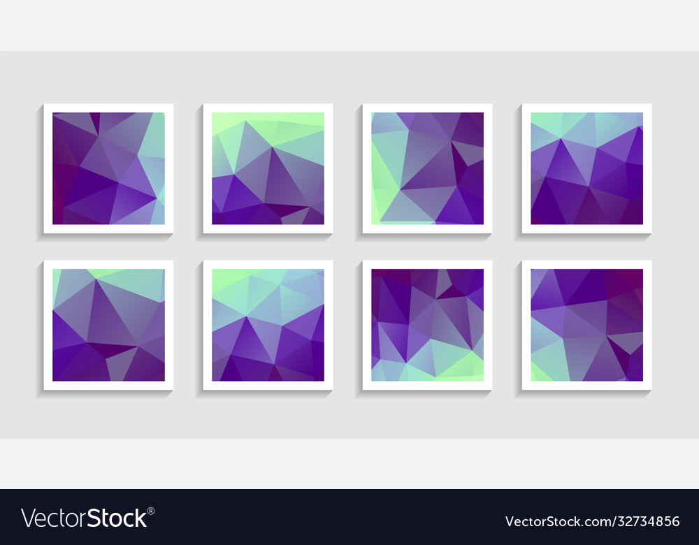 Moderne Mosaik niedrige Poly Artwork Poster Set vector image Moderne Mosaik niedrige Poly Artwork Poster Set