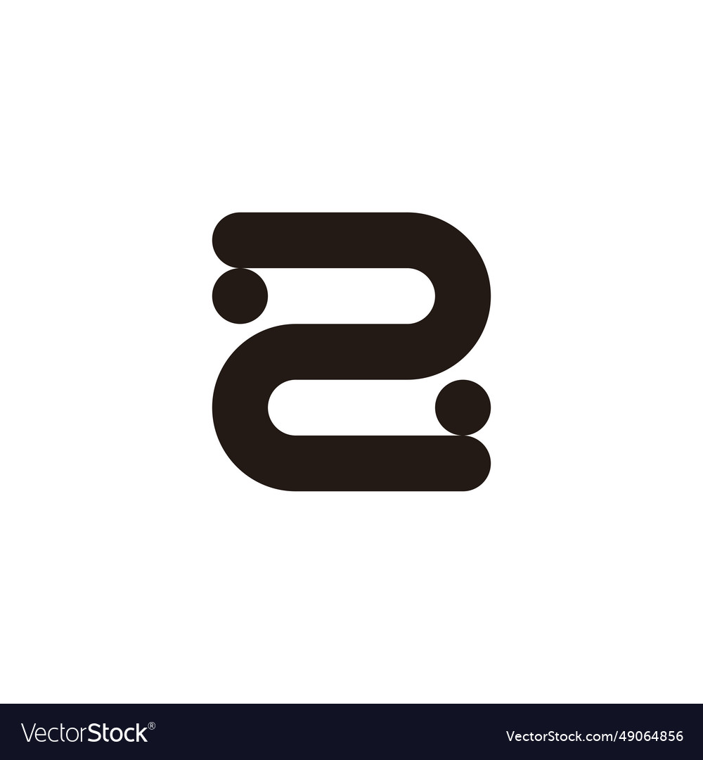 Number 2 curve dots geometric symbol simple logo Vector Image
