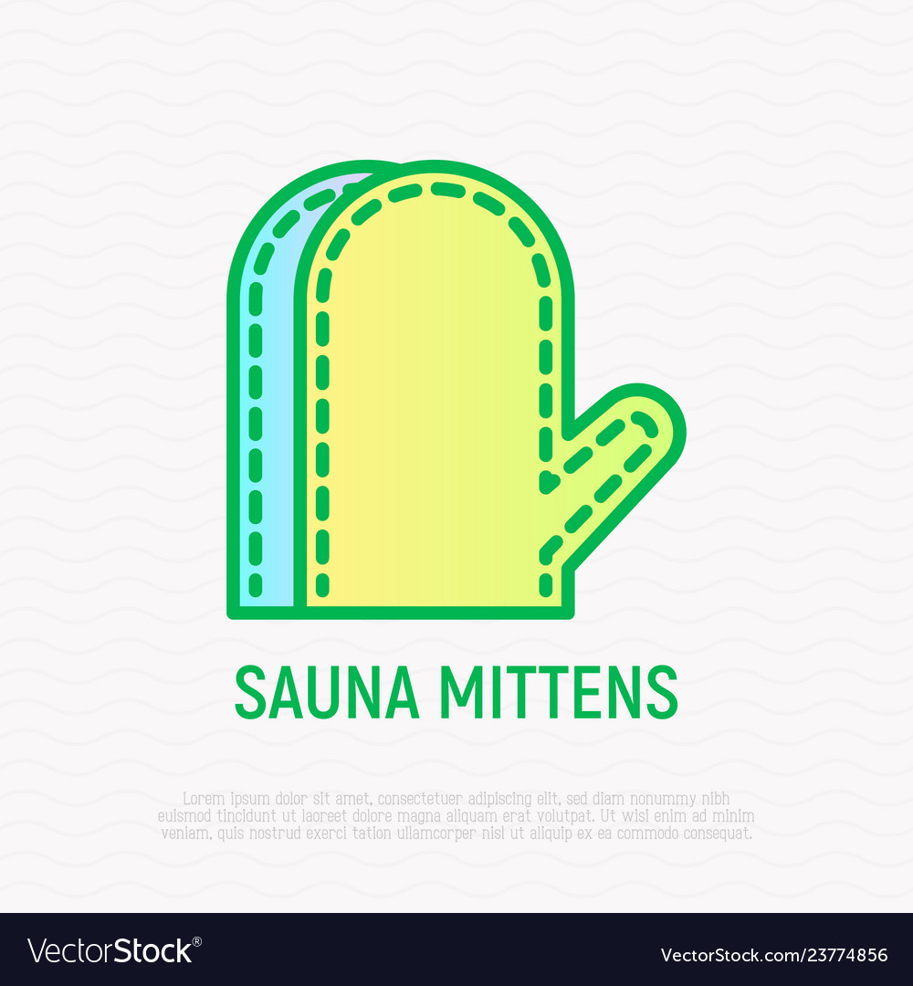 Sauna mittens thin line icon