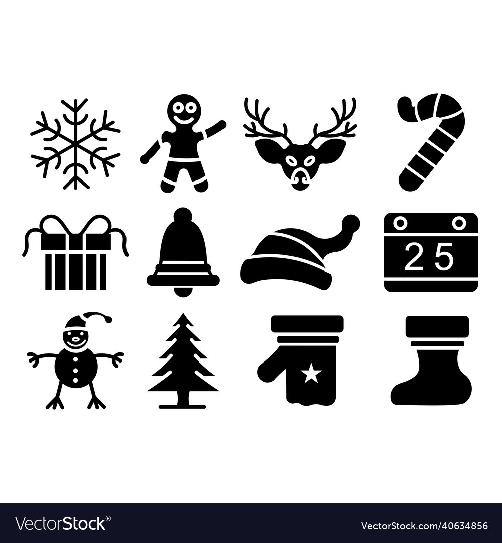 Set of flat and christmas icons Royalty Free Vector Image