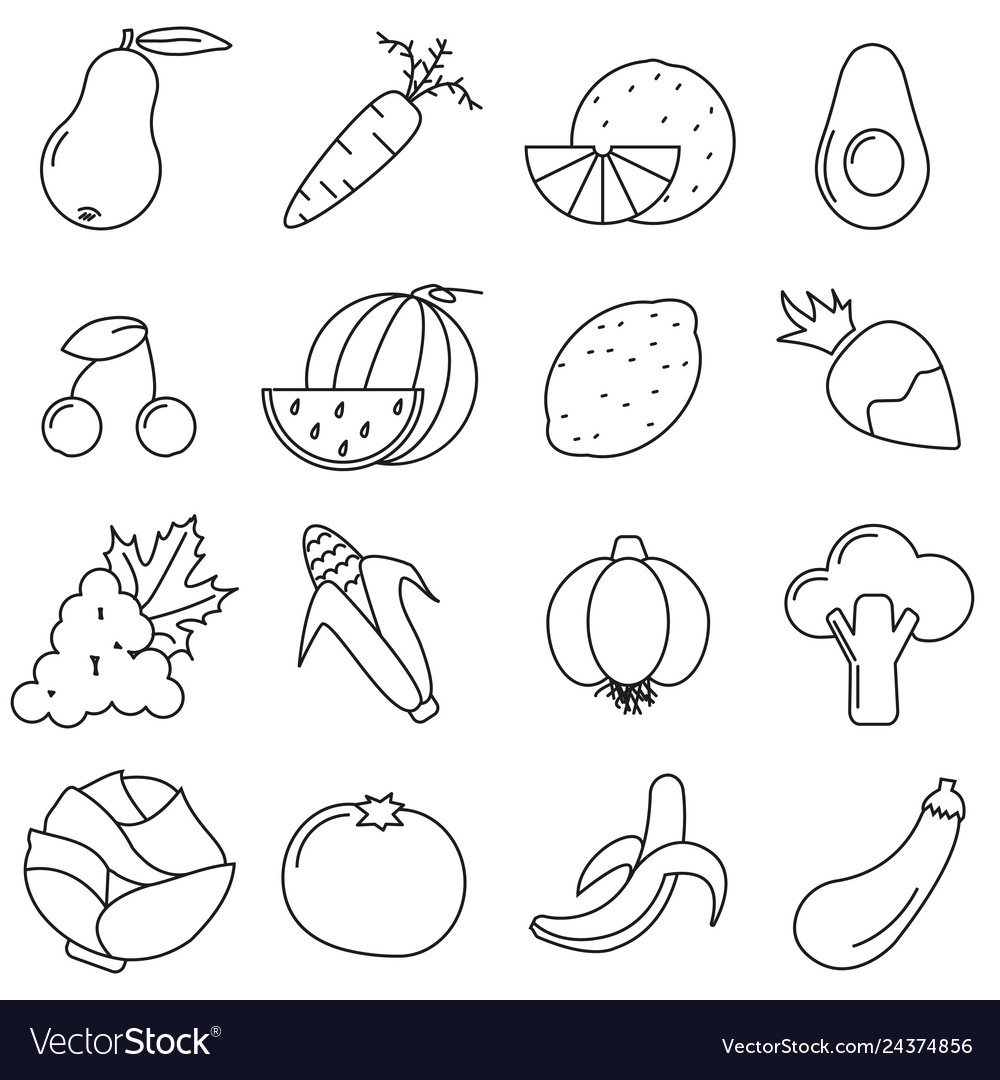 Set of icons in line style vegetables Royalty Free Vector