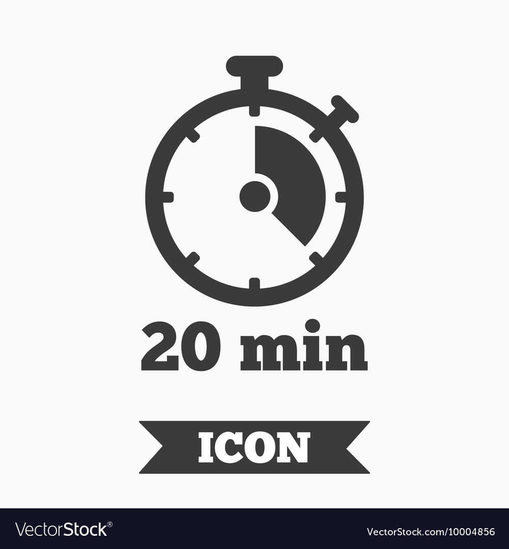 Timer sign icon 20 minutes stopwatch symbol Vector Image