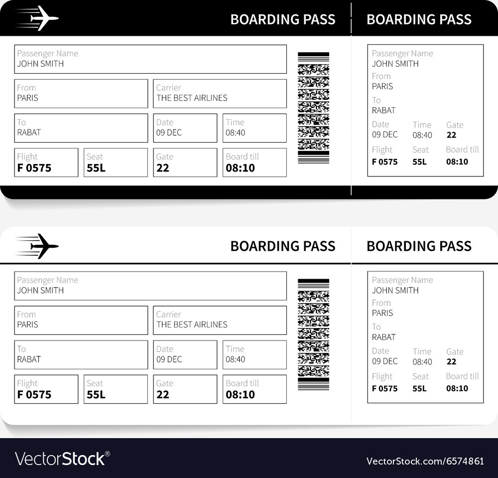 Black boarding pass Royalty Free Vector Image - VectorStock