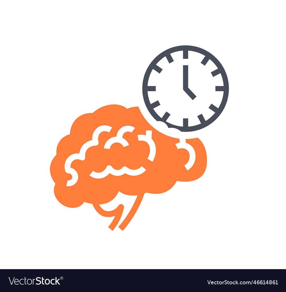 Brain with clock icon vector image Brain with clock icon
