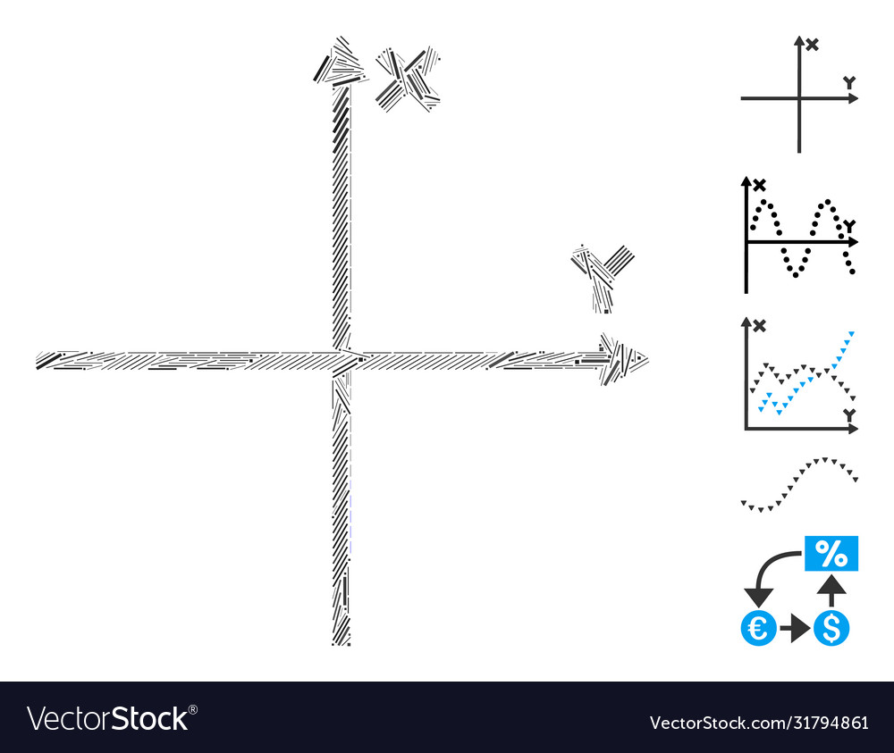 Dash mosaic cartesian axes icon vector image Dash mosaic cartesian axes icon