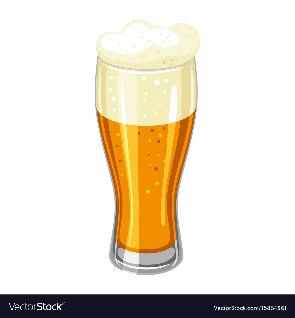 Glass with light beer and froth