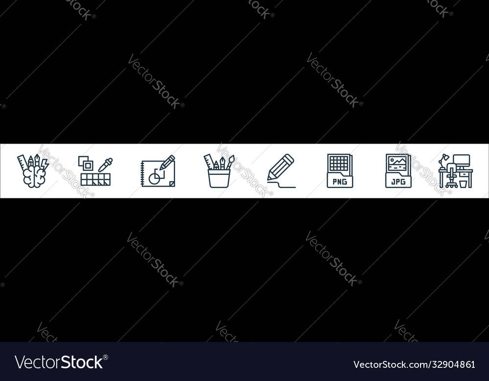 Graphic design line icons linear set quality vector image Graphic design line icons linear set quality