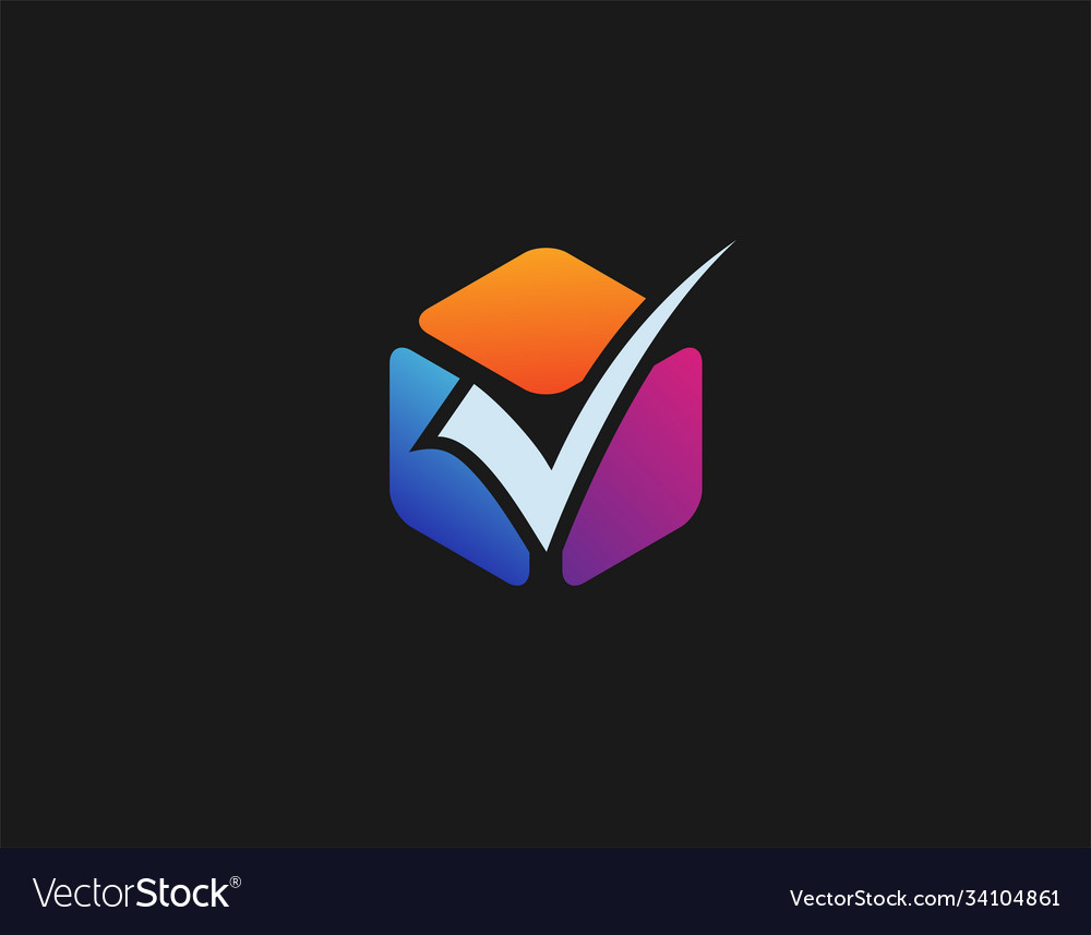 Modern box and checklist logo Royalty Free Vector Image