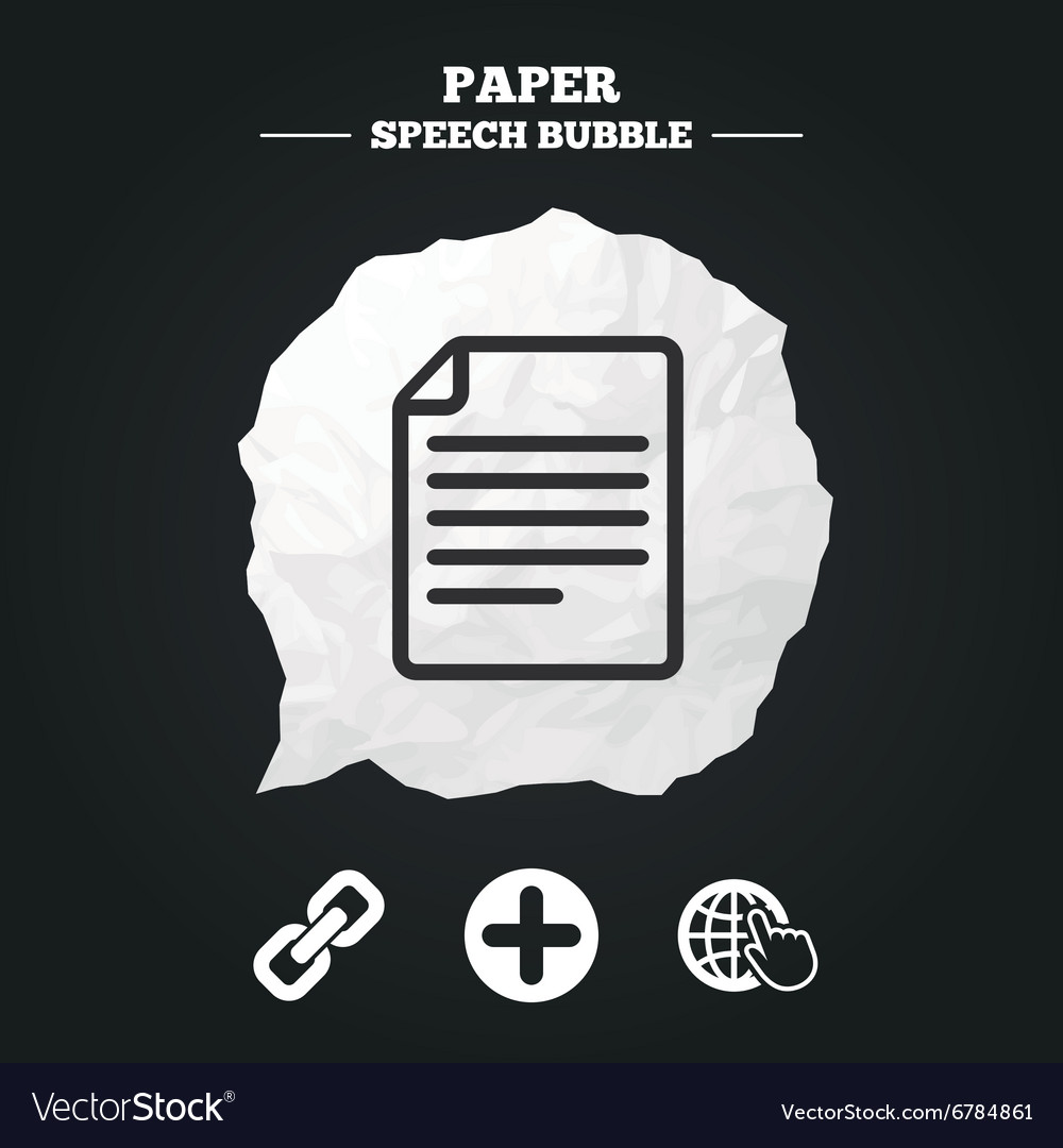 Plus circle and hyperlink signs file globe