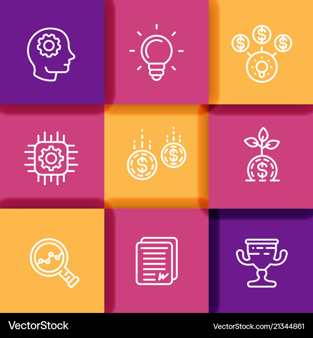 Startup line icons creative process idea Vector Image
