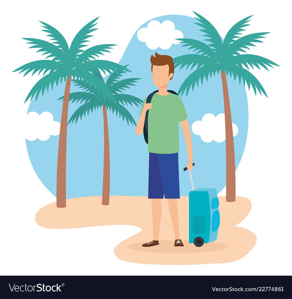 Travel boy on beach design Royalty Free Vector Image