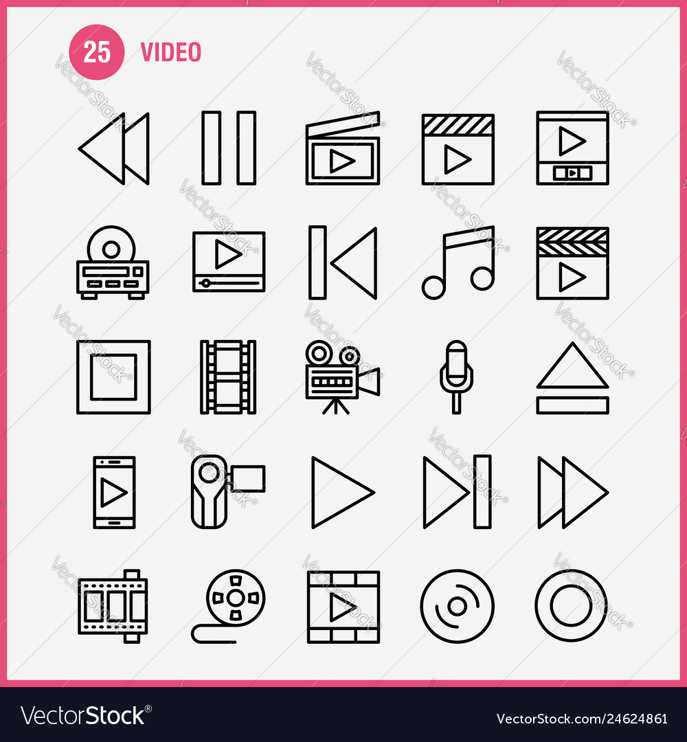 Video line icon pack for designers and developers