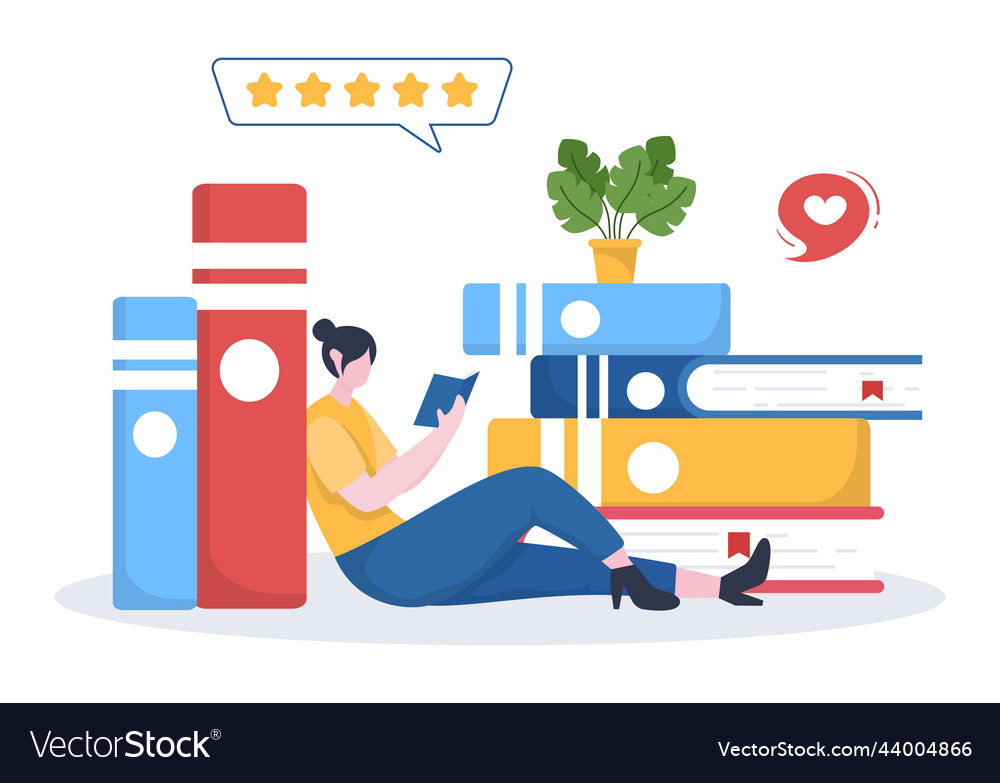 Book review template hand drawn cartoon flat Vector Image