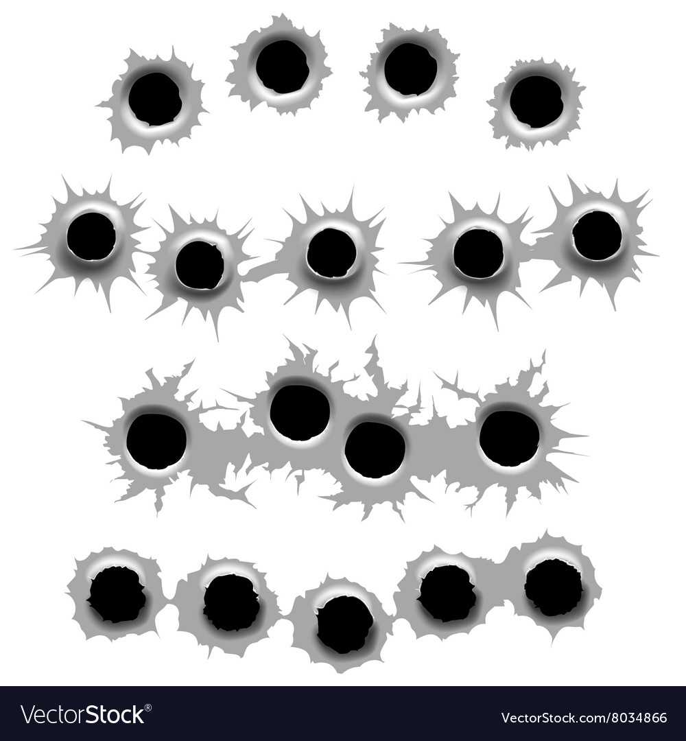 Bullet holes set Royalty Free Vector Image - VectorStock