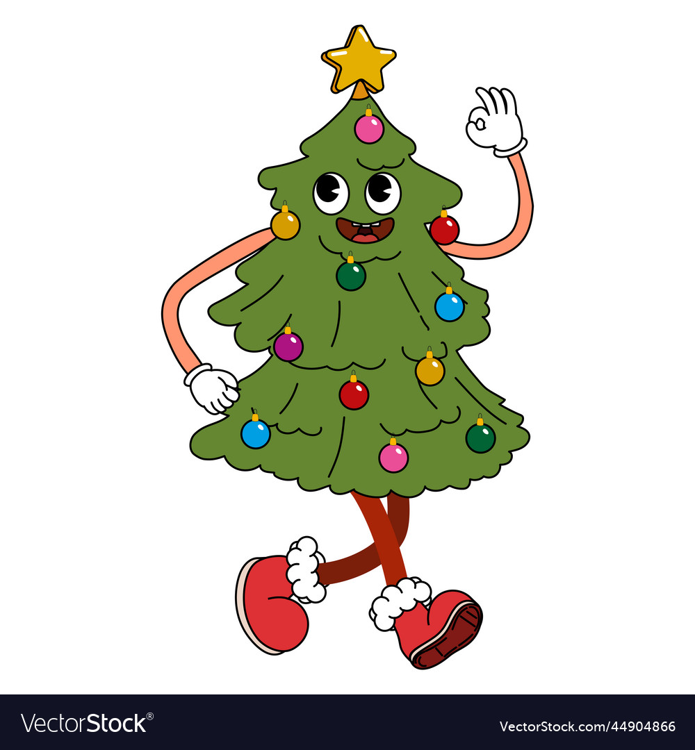 Weihnachtsbaum lustig retro comic vector image Weihnachtsbaum lustig retro comic