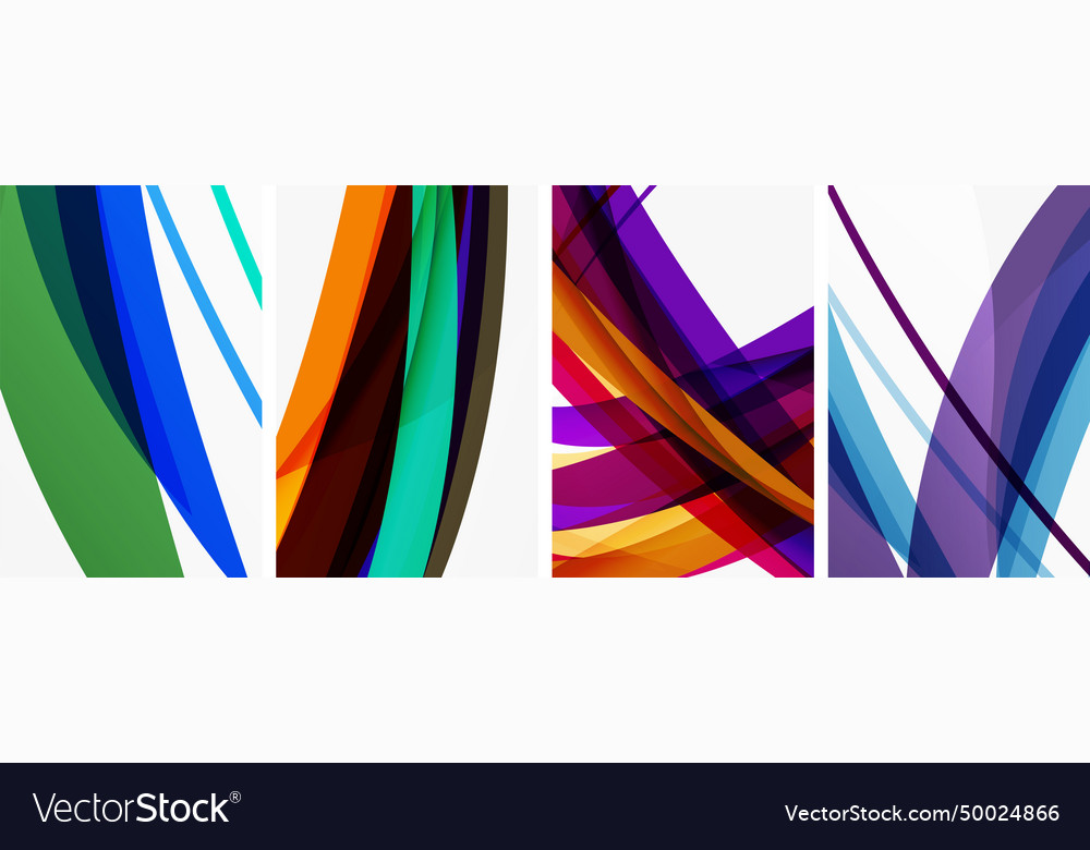 Colorful wave lines poster set for wallpaper Vector Image