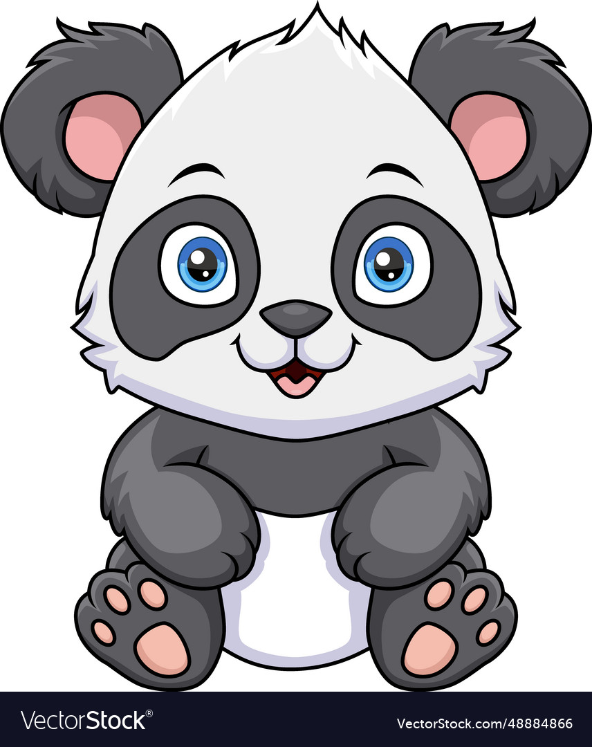 Cute baby cartoon panda on white background Vector Image