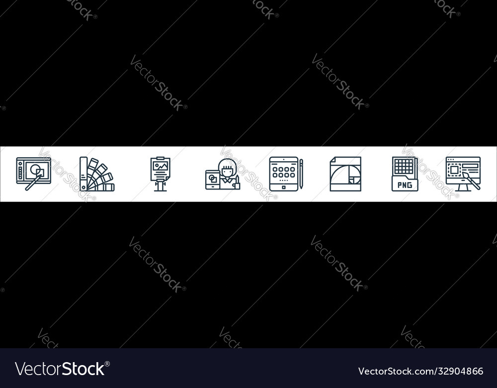 Graphic design line icons linear set quality vector image Graphic design line icons linear set quality