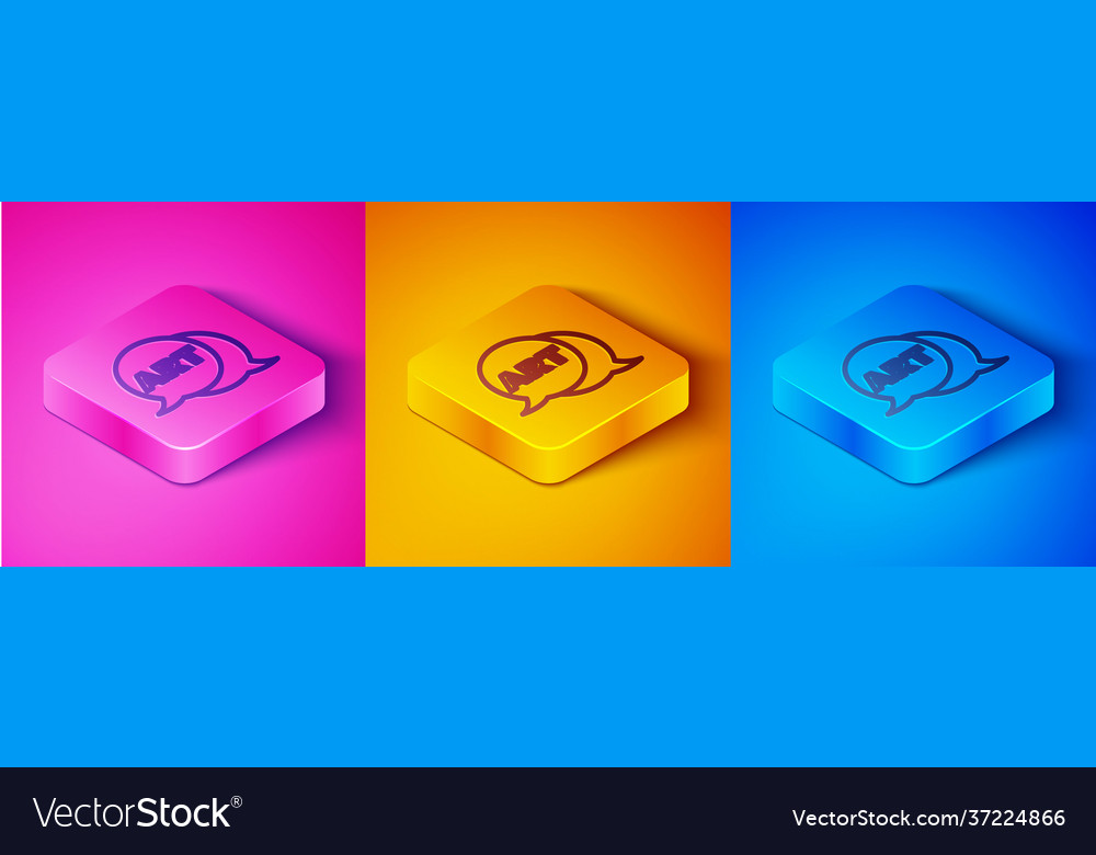 Isometric line speech bubble with text art icon vector image Isometric line speech bubble with text art icon