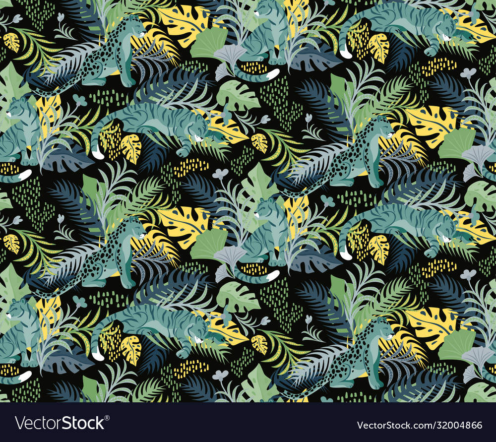Leopard and tiger pattern flat color design