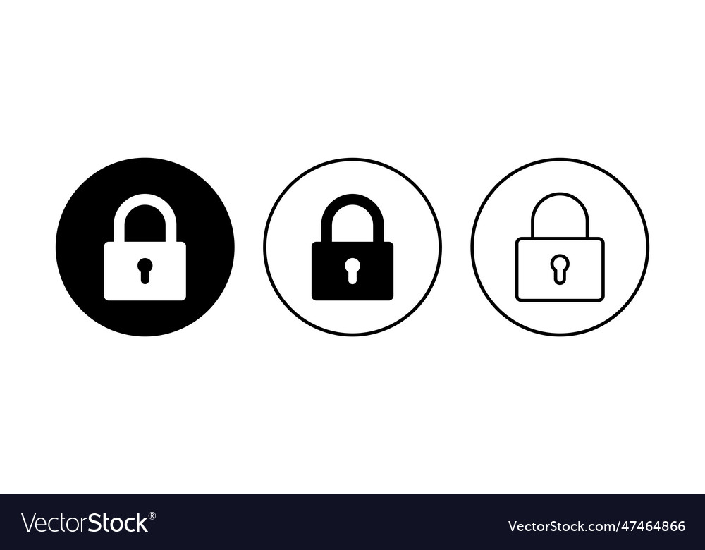 Lock icon set padlock encryption vector image Lock icon set padlock encryption