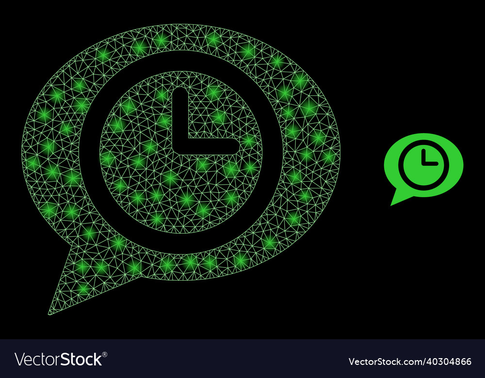 Mesh web time message balloon with glowing vector image Mesh web time message balloon with glowing