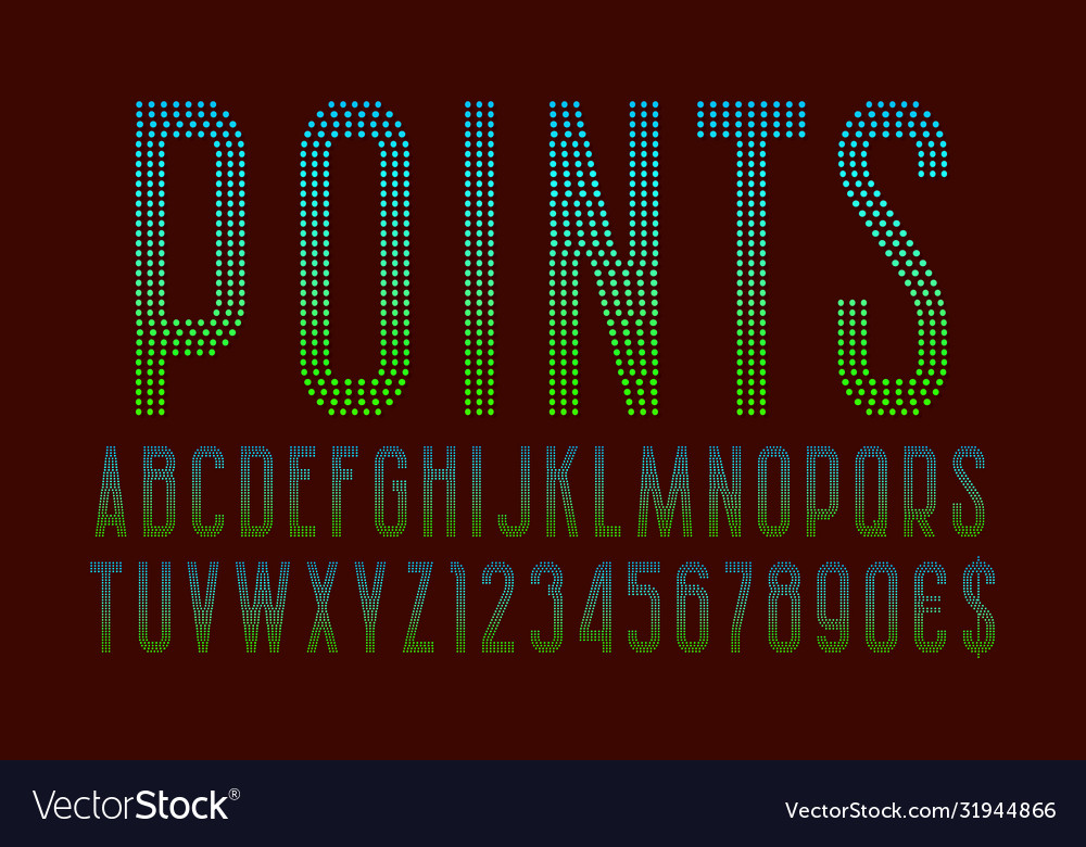 Points letters and numbers with currency signs vector image Points letters and numbers with currency signs