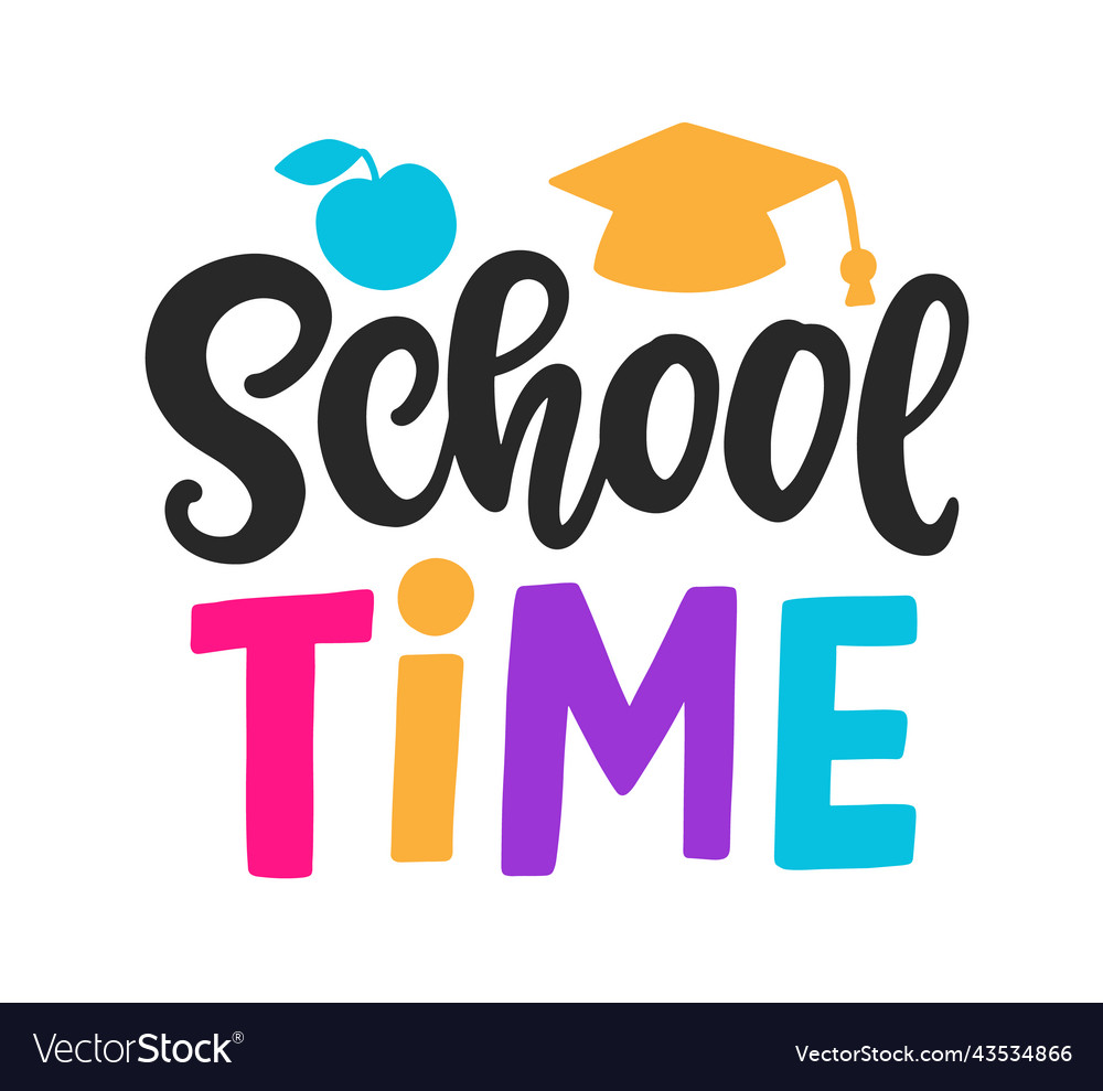 School time hand lettering banner template Vector Image