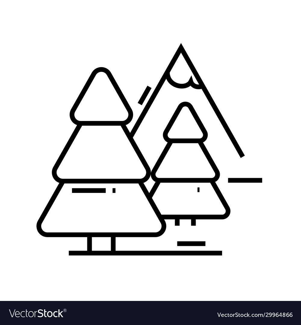 Baum Landschaft Linie Icon Konzept Schild Umriss