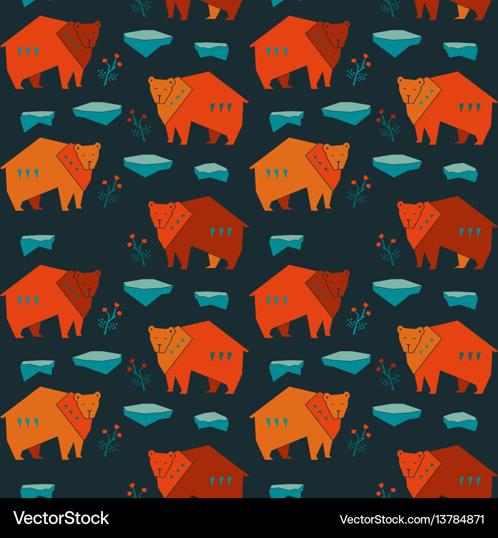 Bear seamless pattern Royalty Free Vector Image