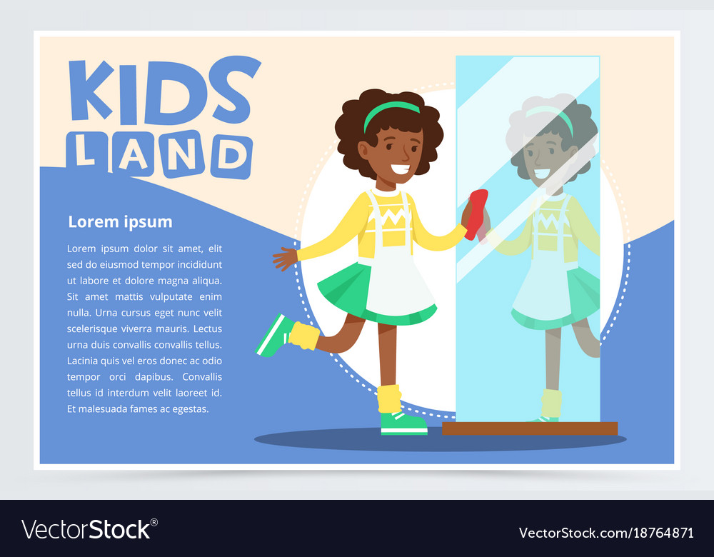 Blue Card With Smiling Black Girl With Curly Hair Vector Image