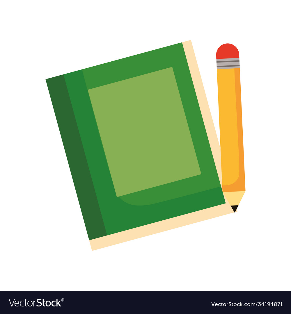 Book school with pencil flat style icon Royalty Free Vector