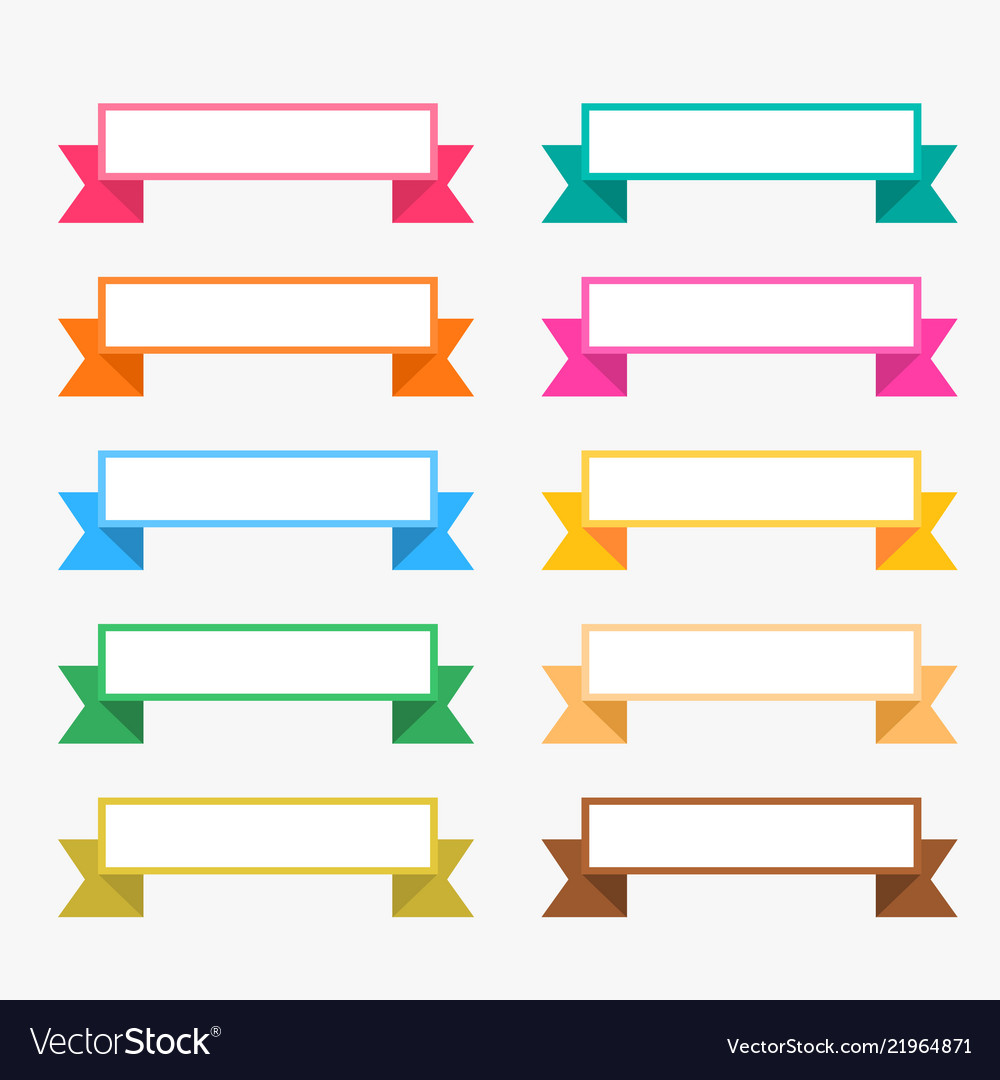 Colorful flat ribbons set with text space