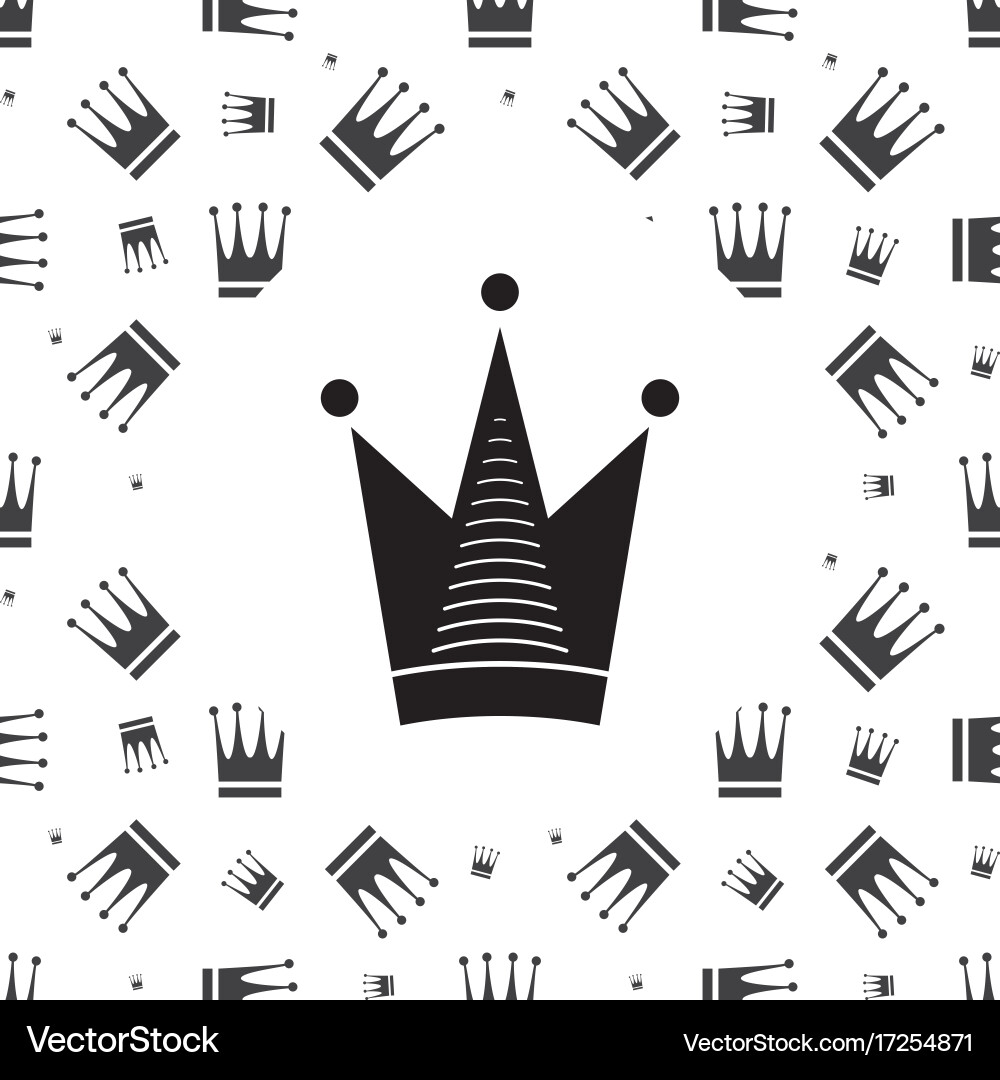 Crown icon and seamless pattern Royalty Free Vector Image