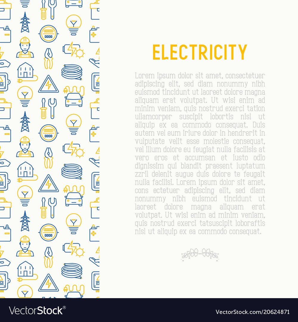Electricity concept with thin line icons vector image Electricity concept with thin line icons
