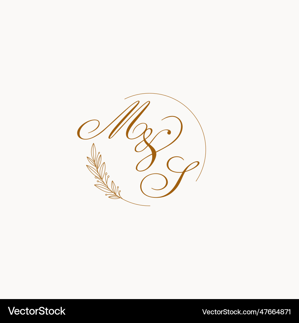 Initials ms wedding monogram logo with leaves Vector Image