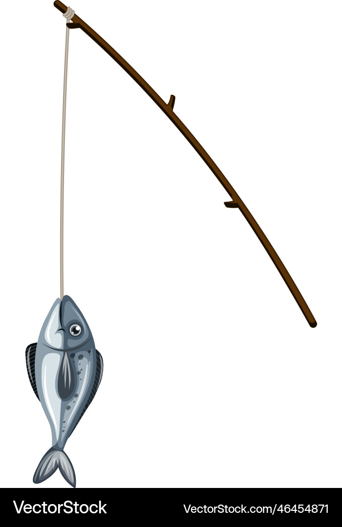 Isolated fishing rod and fish Royalty Free Vector Image