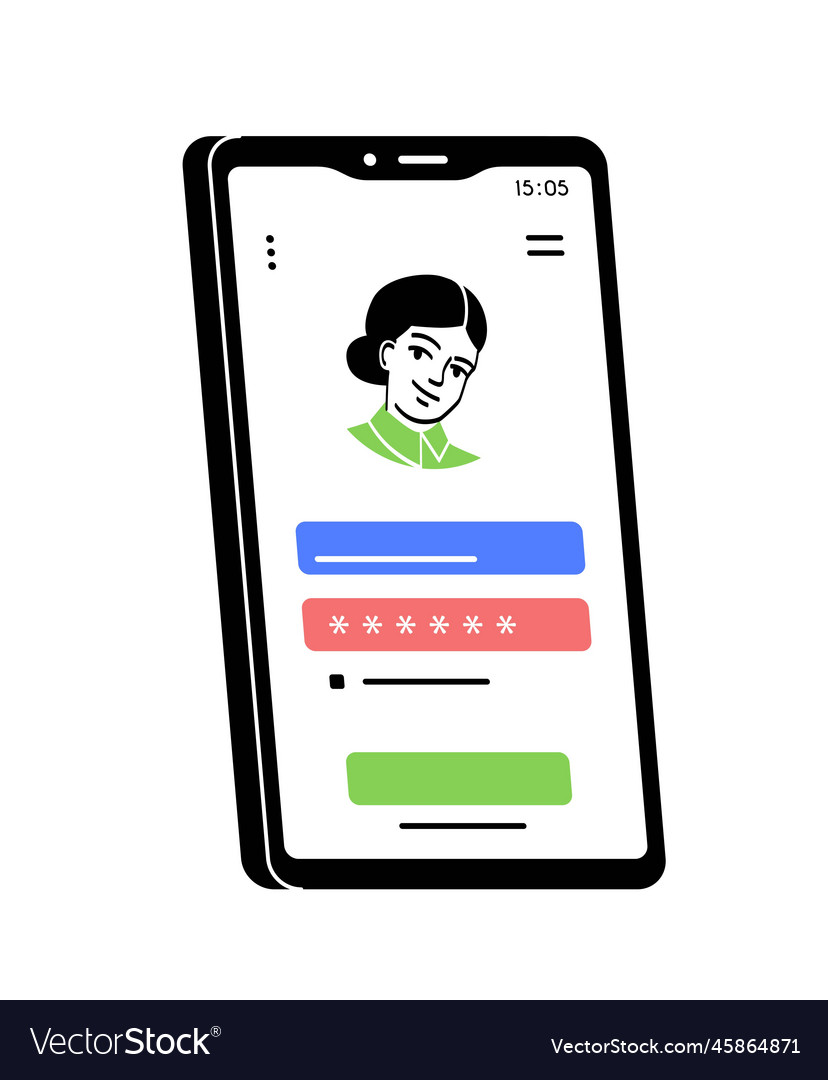 Log in page design for smartphone vector image Log in page design for smartphone