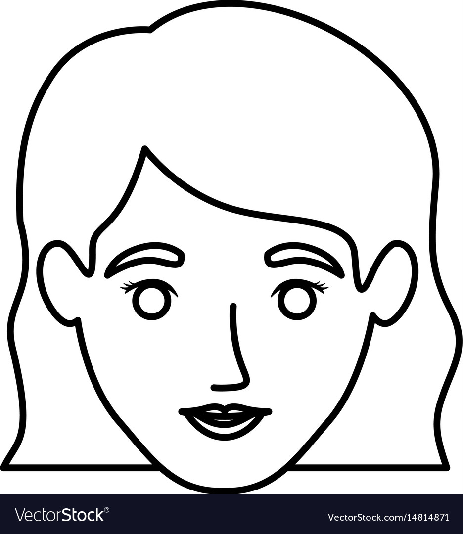 Monochrome contour of smiling woman face with wavy