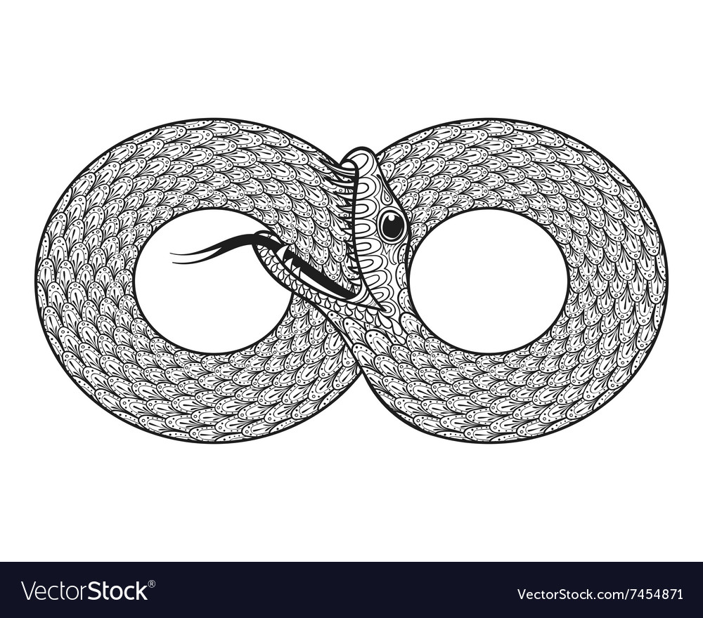 Ornamental snake ethnic zentangled Royalty Free Vector Image