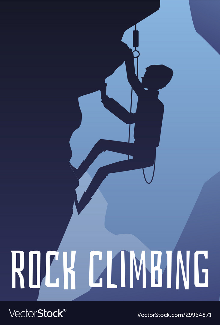 Rock climbing banner with climber at mountain Vector Image