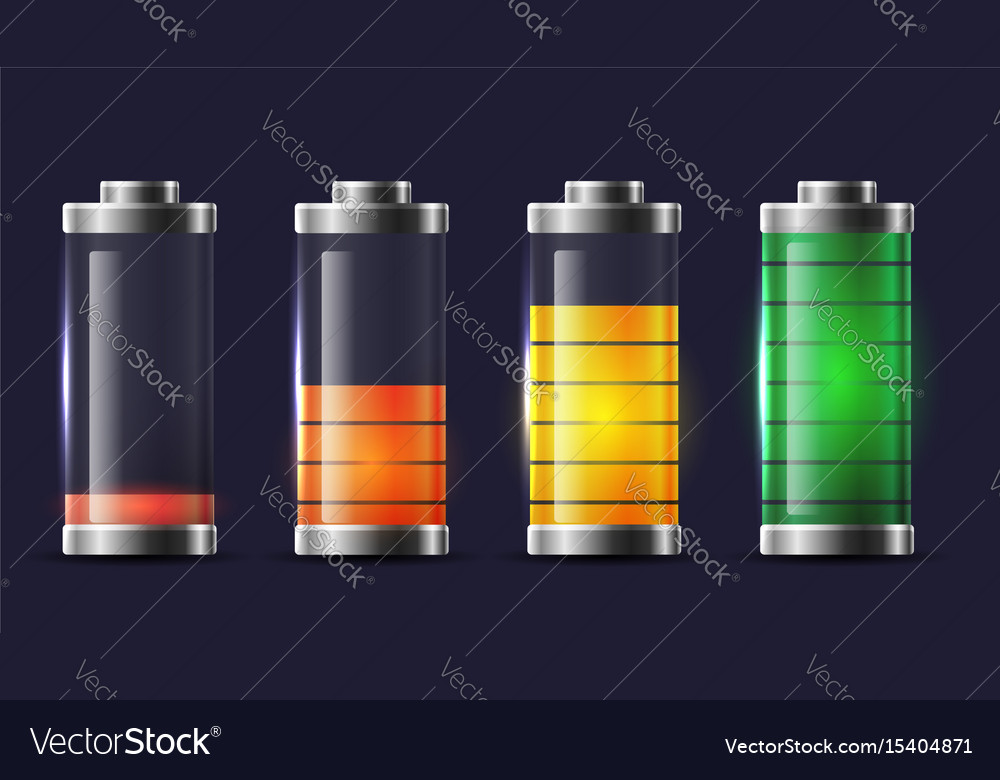 Set of various types transparent batteries