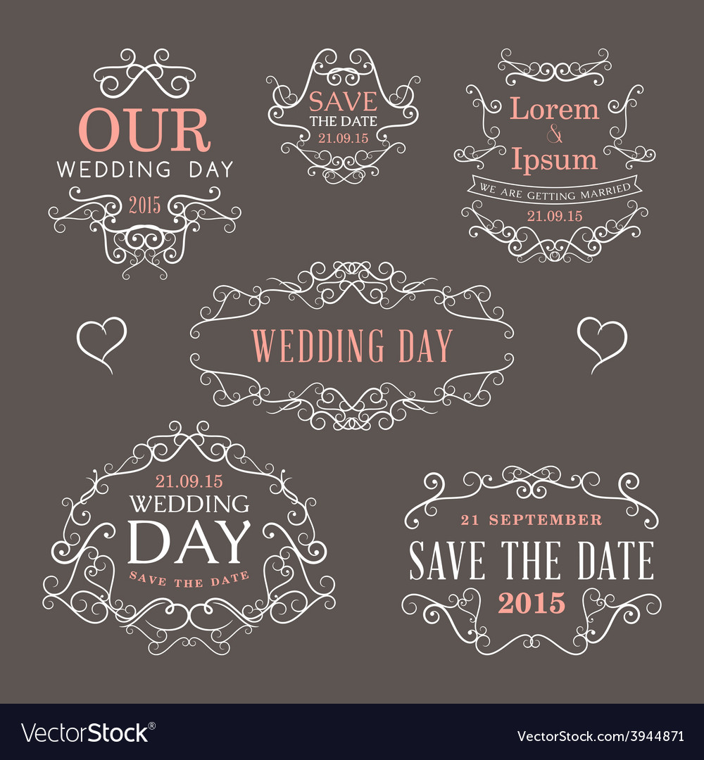 Wedding set of label badges stamp and design