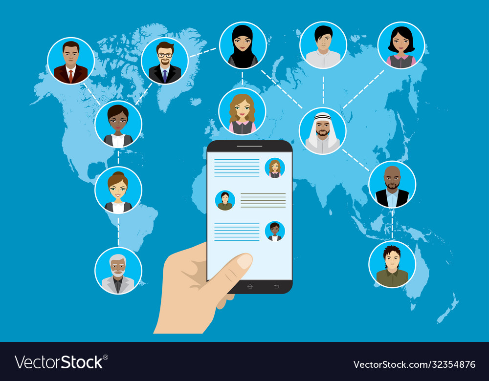 Business team building or global social network Vector Image