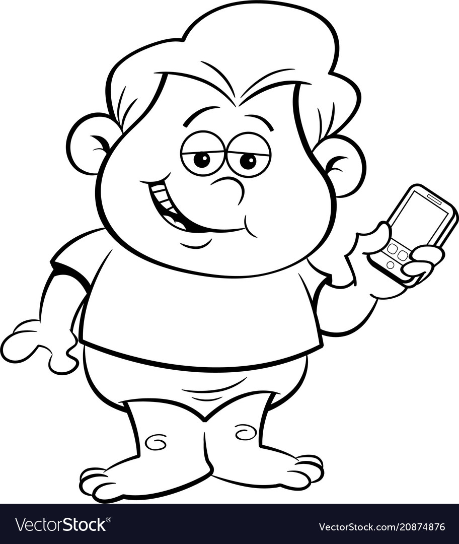 Cartoon smiling baholding a cell phone Royalty Free Vector