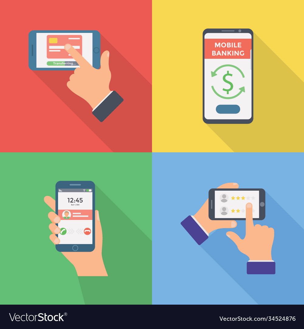 Ebanking flat icons pack Royalty Free Vector Image