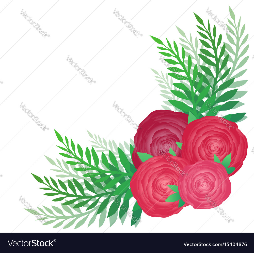 Flower angular pattern with roses and leaves