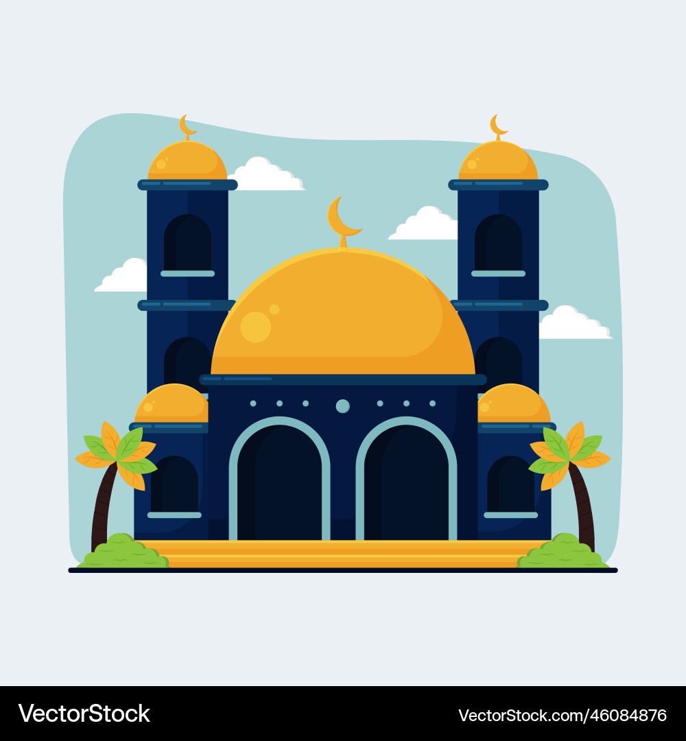 Islamic building mosque in flat Royalty Free Vector Image